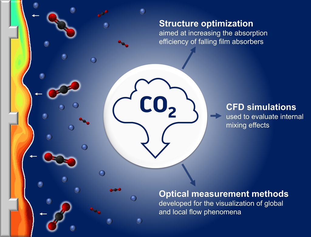 Investigation of carbon dioxide in a falling film reactor