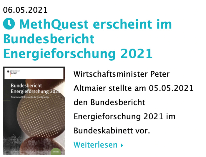 MethQuest in Bundesbericht Energieforschung